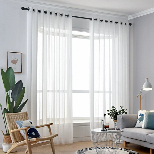 Окновый экран спальня гостиная, передающая светово -трансплановая занавеска белая марля тонкая окна наполовину наполовину пряжа