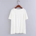 Trắng ngắn tay T-Shirt nữ mùa hè mới lỏng Han Fan vòng cổ thư thêu nửa tay áo đáy áo triều F 2-4 áo phông nữ rộng Áo phông