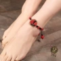 Loulan Inn retro phong cách dân tộc vòng chân đỏ cinnabar hoa ác linh hồn chân nữ sinh viên chuỗi chân trang sức Trung Quốc vòng chân nhảy múa
