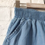 Летняя этническая дышащая джинсовая юбка, шорты, эластичная талия, с вышивкой, этнический стиль, свободный крой