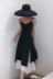 ALOHA STUDIO 露 合 衣衣 带 裙 女 夏 thiết kế không đều màu sắc tương phản mỏng eo cao đầm 	váy rút dây eo	 Váy eo cao