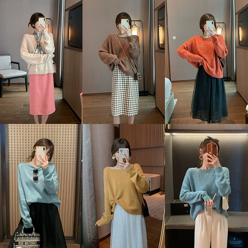 Демисезонный комплект, шарф, японский свитер, 2020 года, длинный рукав, свободный крой