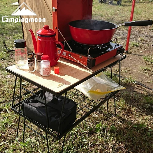 Curman Outdoor Family Camping Portable Folding Table Iron Multi -Layer Set Self -Draving Camping Simple Barkecue Table