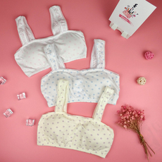 Топы и бра 8-12岁学生内衣纯棉发育期带模杯加厚防漏点背心女童吊带胸罩裹胸 AI Bud