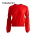 MJ12WH209 Mia Nuo Mall với đoạn 2019 áo len mới mùa xuân thanh lịch lỏng vòng cổ đính cườm - Áo len thể thao / dòng may