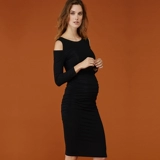 Термобелье, платье, юбка, длинный эластичный лонгслив, европейский стиль, с рукавом, осеннее, облегающий крой