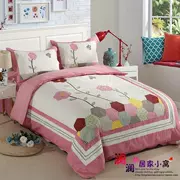 đỏ thêu vá xanh thêu bông rửa sạch chiến đúng là QUILT điều hòa không khí là một gia đình bốn ba mảnh bìa giường - Trải giường