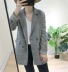 Hàn quốc chic houndstooth nhỏ phù hợp với đầu mùa thu mới OL British retro loose đơn ngực kẻ sọc áo khoác nữ shop quần áo nữ gần đây Business Suit