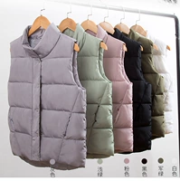 Áo khoác cotton nữ ngắn đoạn 2018 mới vest không tay áo cổ áo cotton mùa thu và mùa đông dày áo vest học sinh xu hướng áo khoác nữ 2021