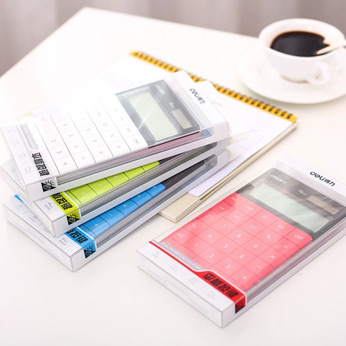 Deli 1589 планшет большой экран кнопку офиса компьютер Двойной питания Симпатичный солнечный финансовый калькулятор