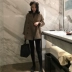 Zhang Jingyi 2018 mùa thu và mùa đông mới retro áo hai dây Nizi nữ áo khoác kẻ sọc hai dây lỏng lẻo áo khoác da nữ Áo len lót đôi