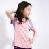 Cô gái mặc mùa hè của trẻ em wicking ngắn tay chạy áo trong cậu bé lớn nhanh khô quần áo thể thao ngắn T-Shirt ngoài trời quần áo đào tạo Quần áo ngoài trời cho trẻ em
