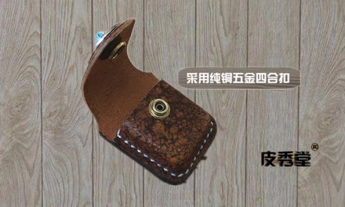 Зажигалка, импортный кожаный чехол ручной работы, воловья кожа