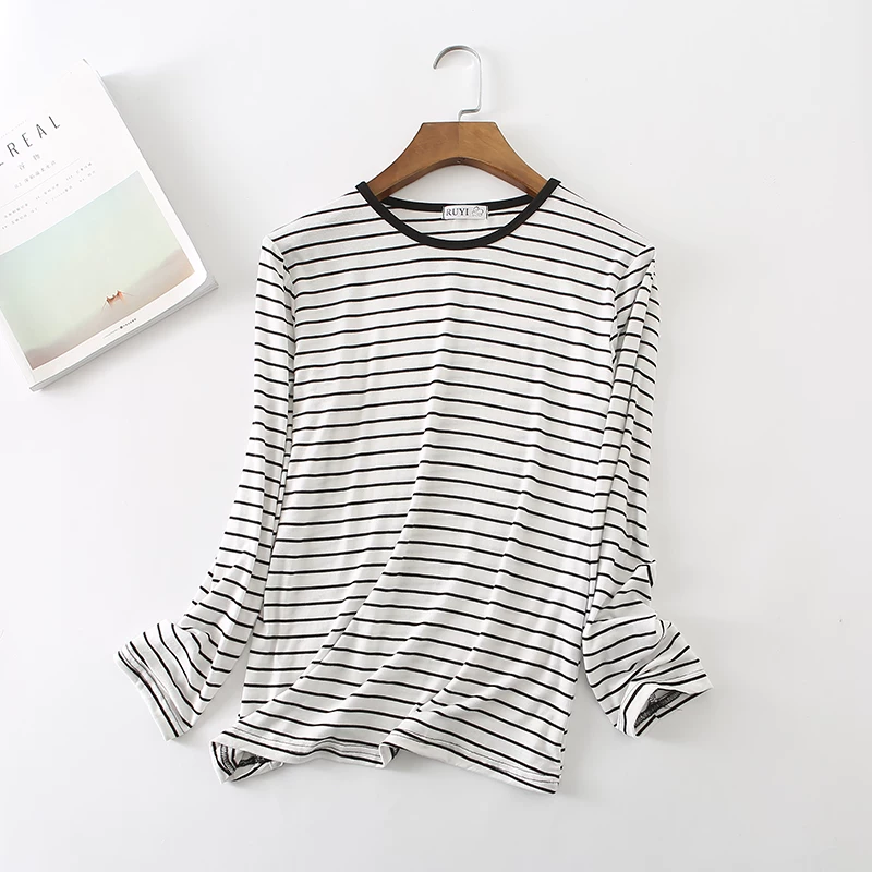 Spring thin long-sleeve, thermal underwear with a round collar, Korean style, oversize