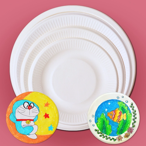Белая цветная бумага, детская бумажная тарелка, квадратная круглая обеденная тарелка для детского сада, граффити, «сделай сам»