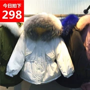 Chống mùa giải 2018 mới Hàn Quốc phiên bản của Dongdaemun xuống áo khoác nữ phần ngắn cổ áo lông thú lớn lỏng dày mỏng giảm béo áo khoác