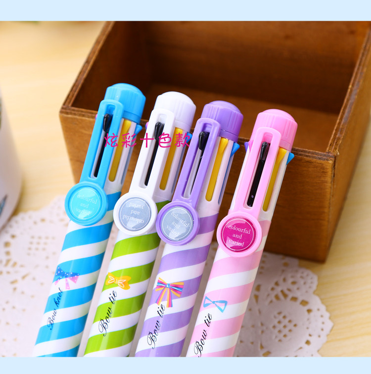 小清新可爱8色圆珠笔 按动多色卡通原子笔 创意学生文具用品a23