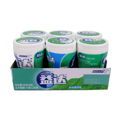 Yidaloganol non -sugar -lip -out gum weam warmelon strawberry honeydew вкусы 40 зерен 6 бутылок с конфетной закусочной