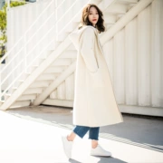 Áo khoác len hai màu khác nhau màu nữ phiên bản Hàn Quốc của áo khoác nhung giả nước cao cấp nữ dài 2018 mét thủy triều mùa đông trắng - Áo Hàn Quốc