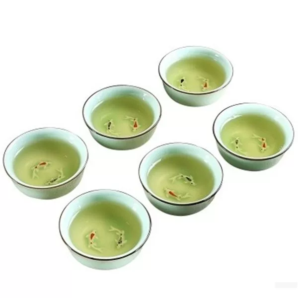 Ceramic tea cup, tea set, hand painting, carp