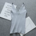 Dệt kim Hàn Quốc Đơn giản Slim Slim Thin Màu tinh khiết Áo yếm hoang dã Áo sơ mi hàng đầu Áo choàng ngực hàng đầu - Ống