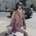 2018 mùa thu đông mới phiên bản Hàn Quốc của đầu gối qua áo khoác trong phần dài của eo lỏng lẻo là mỏng trên đầu gối áo len nữ áo măng tô nữ dáng dài Accentuated eo áo