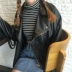 Mùa xuân của phụ nữ 2018 mới của Hàn Quốc phiên bản của ngắn quần áo xe máy lỏng pu da da sinh viên bình thường áo khoác thủy triều áo da lộn nữ Quần áo da