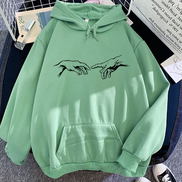 Light Greenparagraph pinkycolor  Sweatshirt Sketch Adam Hand of printing pattern Versatile personality Hooded Sweater Two rise beat