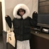 Mùa đông mới Hàn Quốc dễ thương linh hoạt rộng lớn lông dày cổ áo trùm đầu áo khoác cotton áo sơ mi dài tay nữ áo bông áo phao dáng dài đẹp nhất Bông