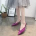 Mùa hè 2018 mới của phụ nữ sandal ngắn với dép có nơ baotou mũi nhọn với giày cao gót nữ giày sandal nữ Vento Sandal