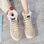 Giày cao gót nữ 2018 thu đông mới Học sinh phiên bản Hàn Quốc đế dày hoang dã cộng với đôi giày tuyết nhung ấm áp đôi giày trắng nữ ngắn
