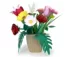 Hoa hồng tulip ba màu lily hoa cẩm chướng với giỏ hoa Mô hình giấy 3D tự làm không hoàn thành với mô tả giấy Mô hình giấy