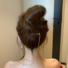 Серьги 杨超越同款个性发夹耳环一体式长款流苏小众设计珍珠耳钉边夹耳饰