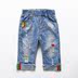 Quần áo trẻ em mùa hè 2018 chàng trai mới và cô gái jeans Hàn Quốc giản dị lỗ bé quần trẻ em chín quần Quần jean