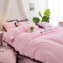 Bắc âu Công Chúa Rửa Quilt Cover Độc Mảnh Cotton Bông Thêu Ren Duy Nhất Sinh Viên Đúp Bìa 200x230 chăn ga gối đẹp