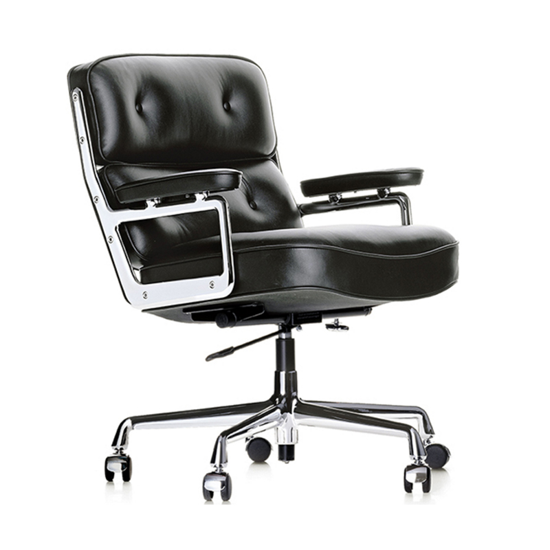 Black PUSimplicity modern Robin chair genuine leather Class chair The boss chair Office chair Computer chair household Office swivel chair Negotiation chair