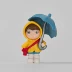 nhà số một! Thật chán khi thấy cô bé cầm ô vào một ngày mưa! Đồ chơi búp bê trang trí để bàn sáng tạo 