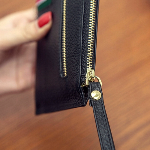 Кожаный длинный бумажник, ультратонкая модная сумка через плечо, кошелек с молнией, 2020, в корейском стиле, воловья кожа, из натуральной кожи