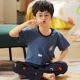 Boy con bộ đồ ngủ bé trai mùa hè ngắn tay quần cotton phần mỏng lớn Tong Chunqiu bông tracksuit phù hợp đồ bơi bé trai