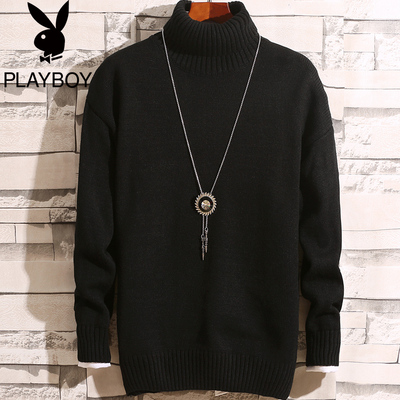 Playboy mùa đông cao cổ áo len nam dày ấm quần áo của nam giới Hàn Quốc phiên bản của tự trồng knit đáy áo triều