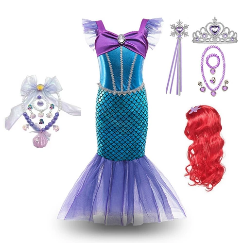 Детский костюм для принцессы, одежда, xэллоуин, рыбий хвост, косплей