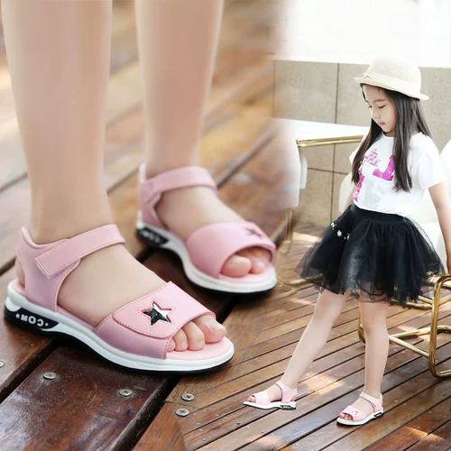 Сандалии на платформе, белая розовая пляжная обувь для принцессы, повседневная обувь, мягкая подошва, из натуральной кожи, подходит для подростков