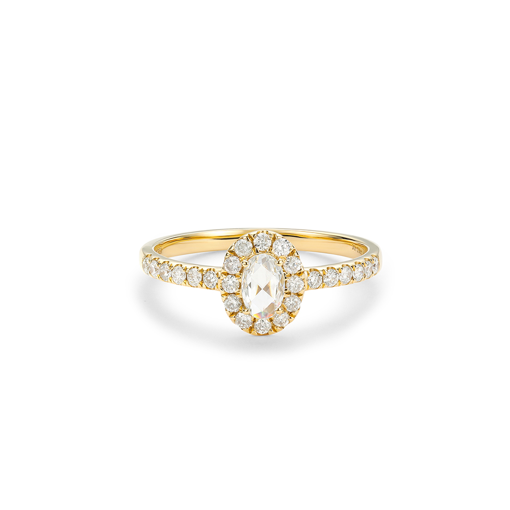 Texas Rose/Homemade 20-minute Rose Cut Egg-shaped Diamond Ring 18K Gold Shaped Diamond Before 6: 00 a.m.