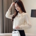 Maomao tua rua sơ mi nữ 2018 mùa thu mới Hàn Quốc phiên bản áo cổ tích siêu ren nơ hoang các kiểu áo sơ mi họa nữ đẹp Áo sơ mi chiffon ren