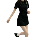 Платье, ретро юбка, приталенная сексуальная футболка, французский стиль, яркий броский стиль, с акцентом на бедрах