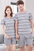 Mùa hè cặp đôi đồ ngủ nữ cotton ngắn tay ngắn phim hoạt hình dễ thương mùa hè Hàn Quốc dịch vụ nhà nam phù hợp với hai mảnh đồ ngủ nam hàn quốc Nam giới
