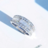 Золотое платиновое обручальное кольцо, с драгоценным камнем, белое золото 18 карат, 2 карат