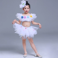 Ngày của trẻ em váy công chúa váy mẫu giáo hợp xướng khiêu vũ trang phục cô gái cho thấy váy trắng mịn - Trang phục đồ trẻ em