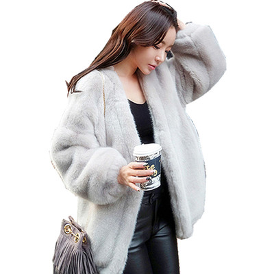胖mm秋冬款貂皮大衣女大码中长款毛毛绒宽松开衫