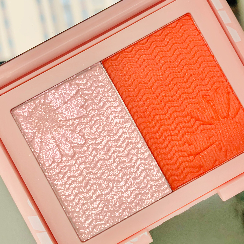 Pink Crystal + Honey Orange 02#Internet celebrity Hot money Blush Highlights modify one's face through surgery shadow Three in one body disc sun-cured female Rouge student At Par Minority brand